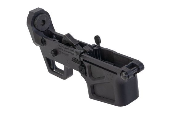Stripped lower receiver for AR-15, black.